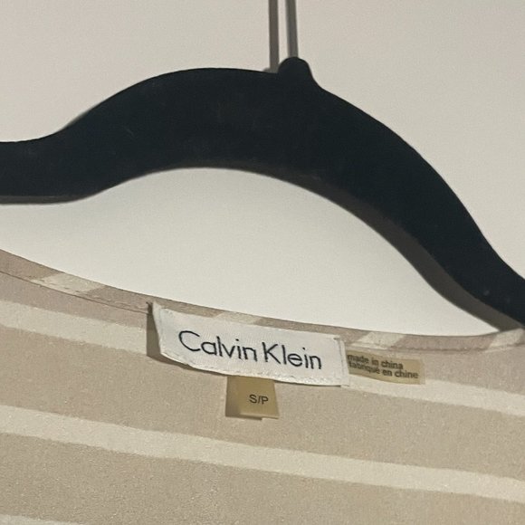 Calvin Klein | Beige & White Stripped Blouse | Zipper/Roll Sleeves/Pockets | S | - Picture 7 of 7